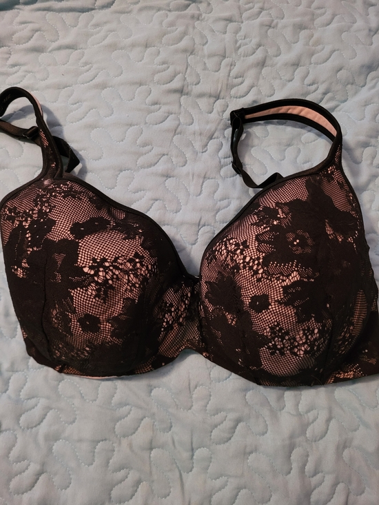 Cacique Other - Cacique Black Lace Over Blush T-Shirt Bra